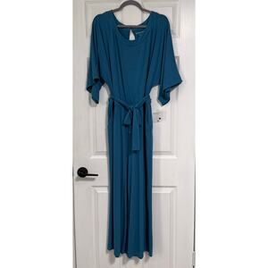 Soft Surroundings New Women's Blue Soft Knit with Pockets Jumpsuit Size Large
